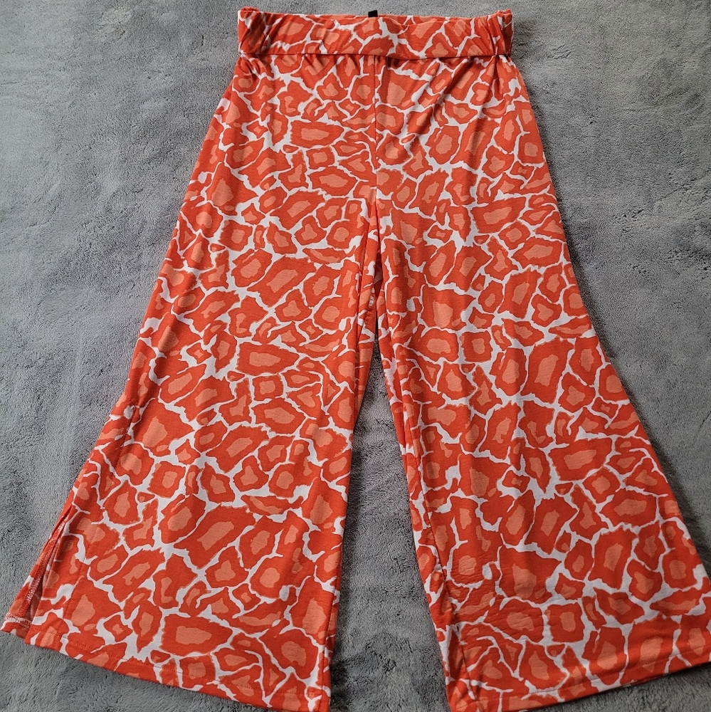 MARBLE Orange and White Wide Leg Pants Size Small